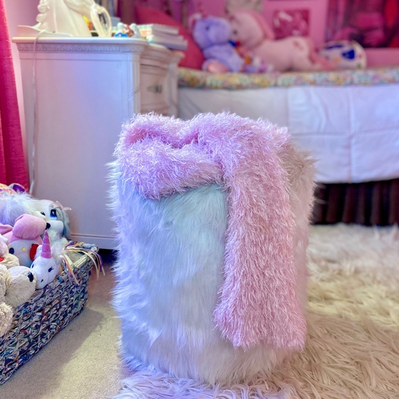 Vintage Accessories - Y2k Vintage Sharpay Evans Novelty Faux Fur Fluffy Cotton Candy Pink Scarf Women